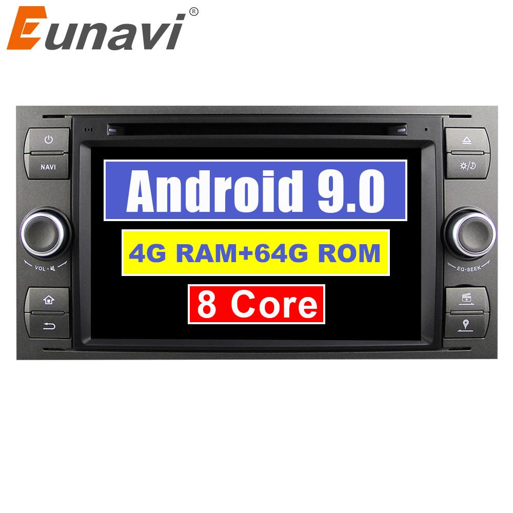 Eunavi 2 Din Android 9 4G 64GB Car Multimedia DVD for FORD S-Max Kuga Fusion Transit Fiesta Focus 2 II gps auto radio player 7''
