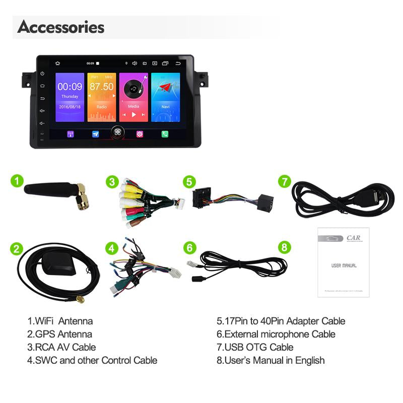 Eunavi Android 10 Car Multimedia Radio Player for BMW E46 M3 318i 320i 325i GPS One 1 din Autoradio Stereo Audio DSP 4G WIFI RDS