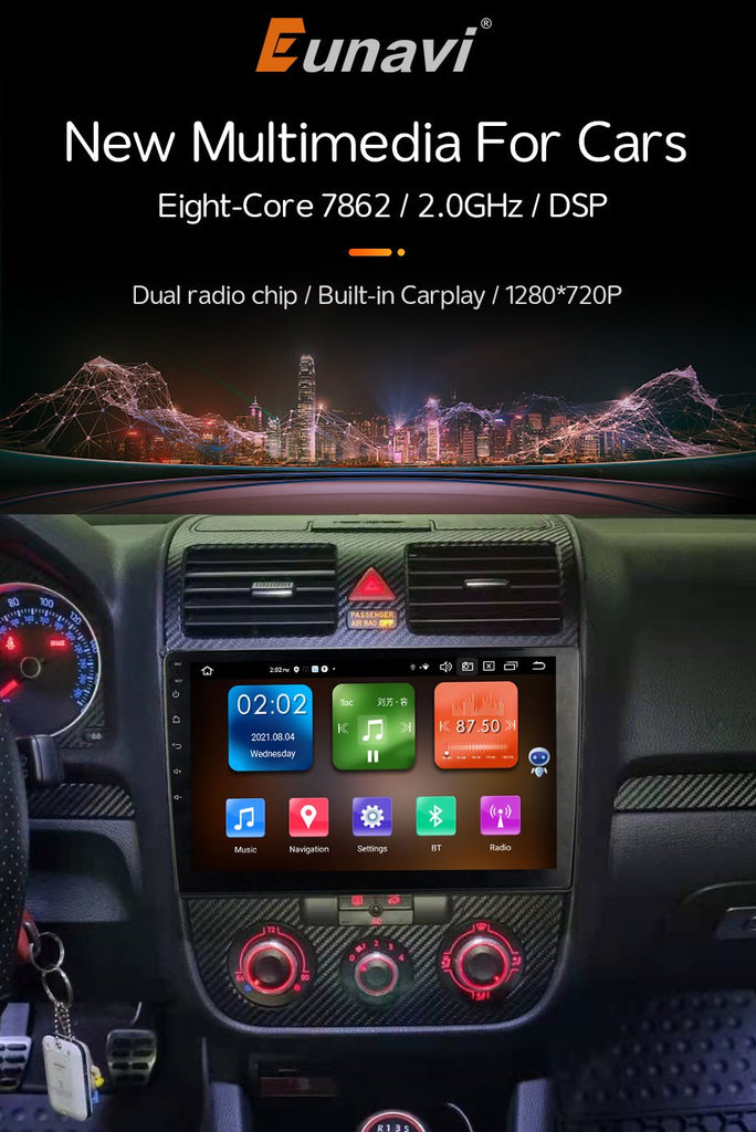 Eunavi 2 Din Android 11 Car Radio Multimedia Player For VW/Volkswagen/Golf/Polo/Tiguan/Passat/b7/b6/SEAT/Leon/Skoda/ Octavia GPS