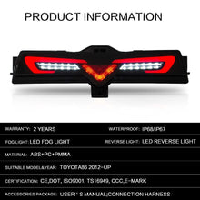 Cargar imagen en el visor de la galería, VLAND Car Accessories Fog Reverse Light For Toyota GT86 2012-2018 Subaru BRZ Scion FRS Bumper Light Fog Light Kit