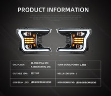 Load image into Gallery viewer, VLAND Headlamp Car Headlights Assembly for Ford F-150 2018 2019 Head light with moving turn signal Dual Beam Lens Plug-and-play