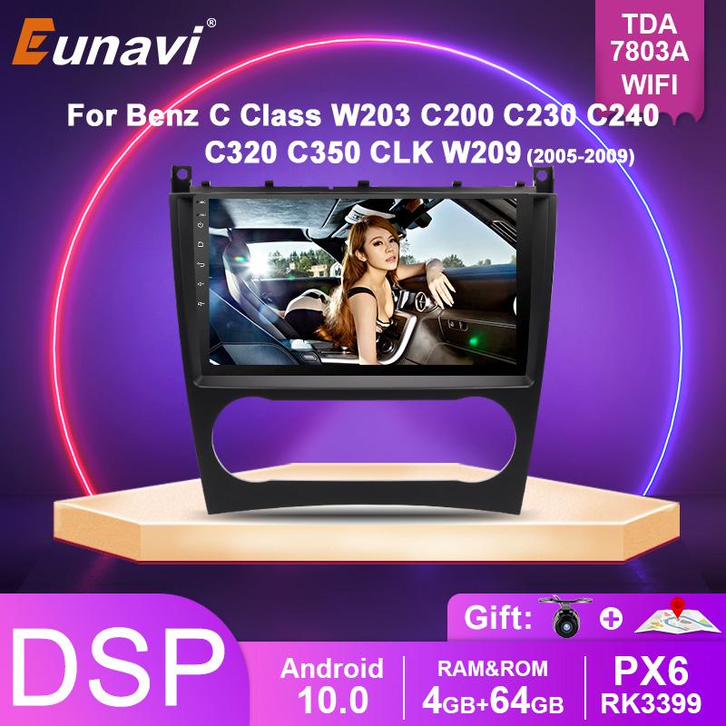 Eunavi 2 Din Car Multimedia Player For Mercedes Benz C Class W203 C200 C230 C240 C320 C350 CLK W209 2005-2009 GPS Auto Radio
