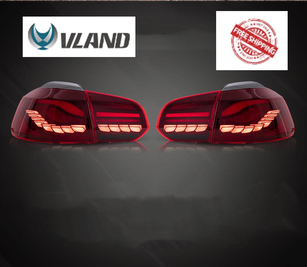 Vland Taillights Assembly For VW Golf 6/MK6 2008-2014 Dragon Scale Design Full LED With Dynamic Welcome + Sequential Turn Signal