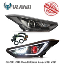 Cargar imagen en el visor de la galería, VLAND Headlamp Car Headlight Assembly for 2011-2016 Hyundai Elantra Coupe 2013-2014 Head light moving turn signal Dual Beam Lens