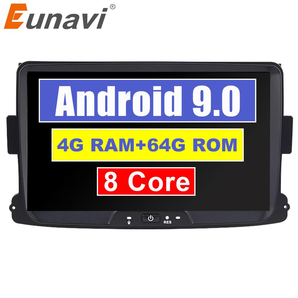 Eunavi 1 Din 8'' Android 9.0 Car GPS Navi Radio Stereo For Dacia/Sandero/Duster/Renault/Captur/Lada/Xray 2 Logan 4G RAM WIFI USB