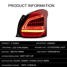 Load image into Gallery viewer, VLAND Tail Lights Assembly For Suzuki Swift Sport ZC33S 2017-2019 Taillight Tail Lamp Turn Signal Reverse Lights LED DRL Light