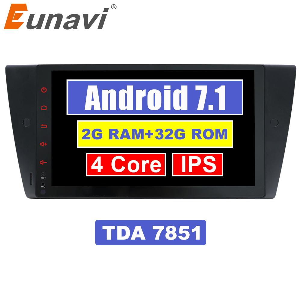 Eunavi 9'' 1 Din Android 9.0  Multimedia Car Radio Stereo GPS Navi MT AT for BMW E90 E91 E92 E93 318 320 325 RDS WIFI