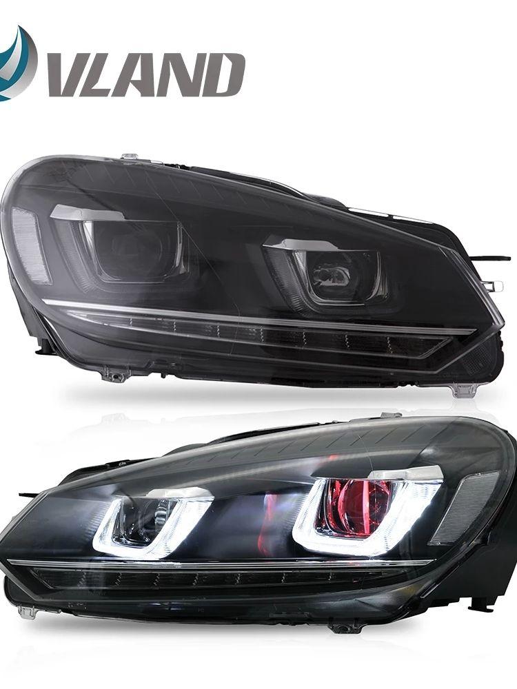 VLAND Headlamp Car Headlight Assembly For Volkswagen Golf Mk6 GTI/2012-2013 RHD/LHD Light Moving Turn Signal Dual Beam Lens