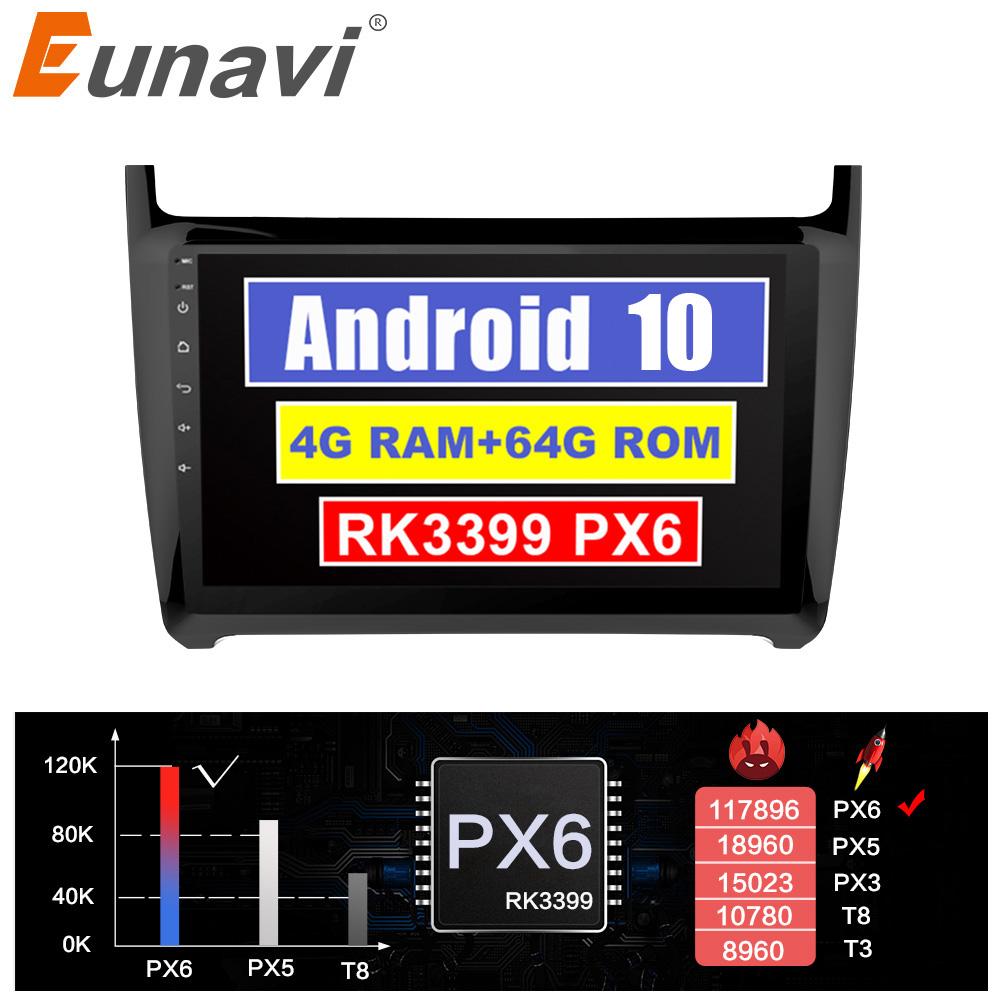 Eunavi 2 Din Car Radio GPS Stereo For VW Polo sedan 2012-2016 navigation multimedia player 8 core Android 10 4G 64G TDA7851
