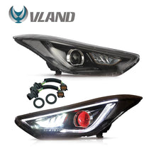 Load image into Gallery viewer, VLAND Headlamp Car Headlight Assembly for 2011-2016 Hyundai Elantra Coupe 2013-2014 Head light moving turn signal Dual Beam Lens