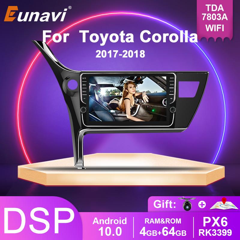 Eunavi Android 10 Car Radio For Toyota Corolla 2017 2018 Multimedia Video Player GPS Navigation 9inch Touch Screen 2 Din Audio
