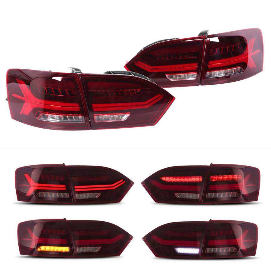 Full LED Dynamic Tail Lights Cherry Red Lens IP67 Waterproof Fit for MK6 YAB-ST-0215AH Car Styling2011 2012 2013 2014