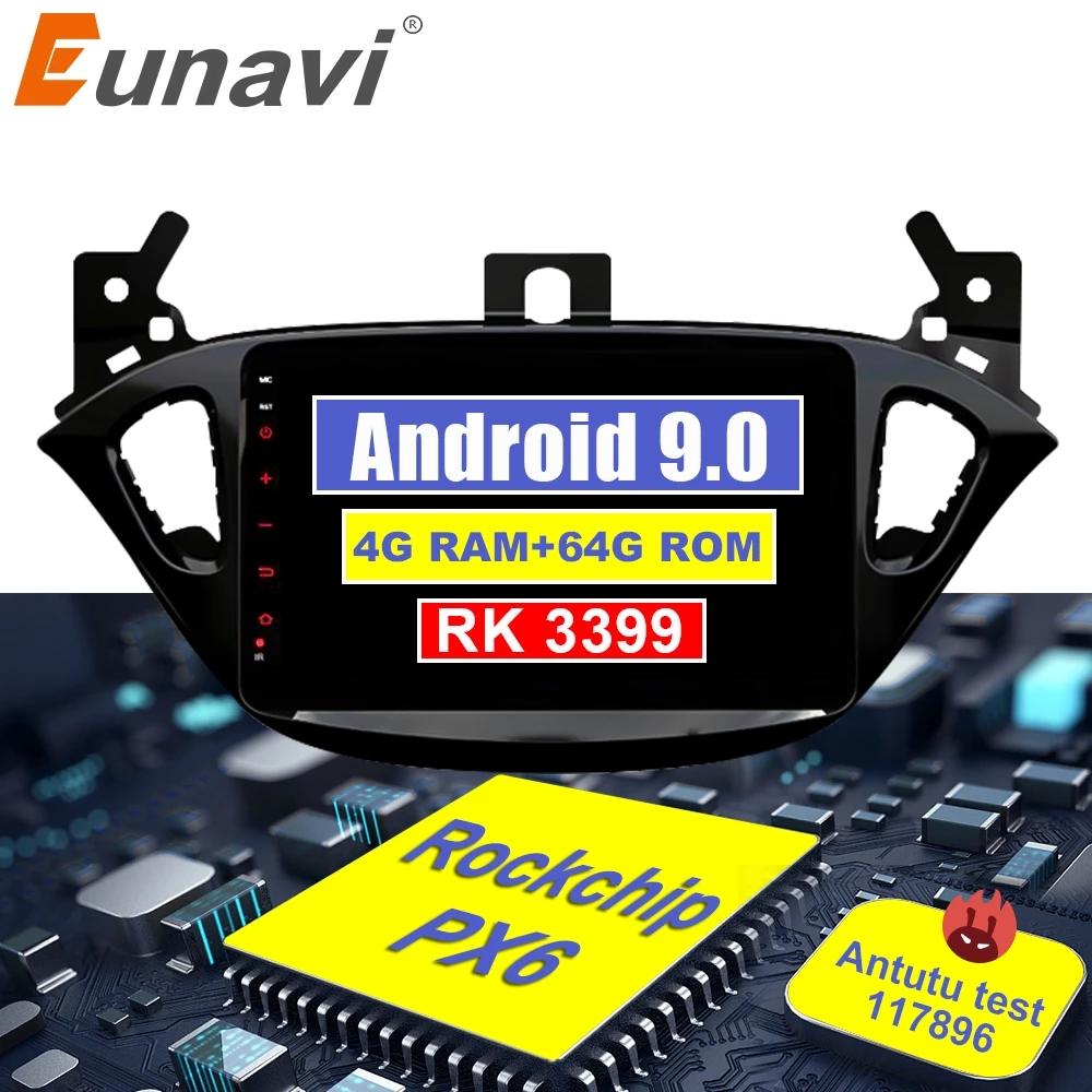 Eunavi 2 din car radio 4G+64G android 10 for Opel Corsa E 2014 2015 2016 GPS Navi WIFI car stereo PX6 1.8GHz Autoradio no dvd