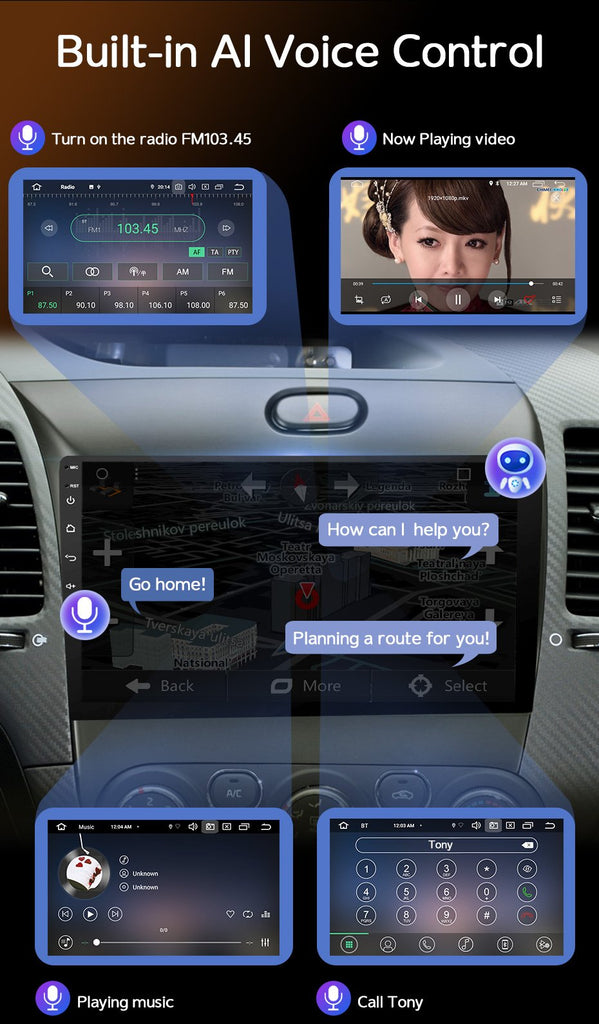 Eunavi 4G QLED 2 Din Android 11 Car Radio Multimedia Video Player For Kia K3 Cerato Forte 2013-2017 3 YD Tuner GPS Head unit DVD