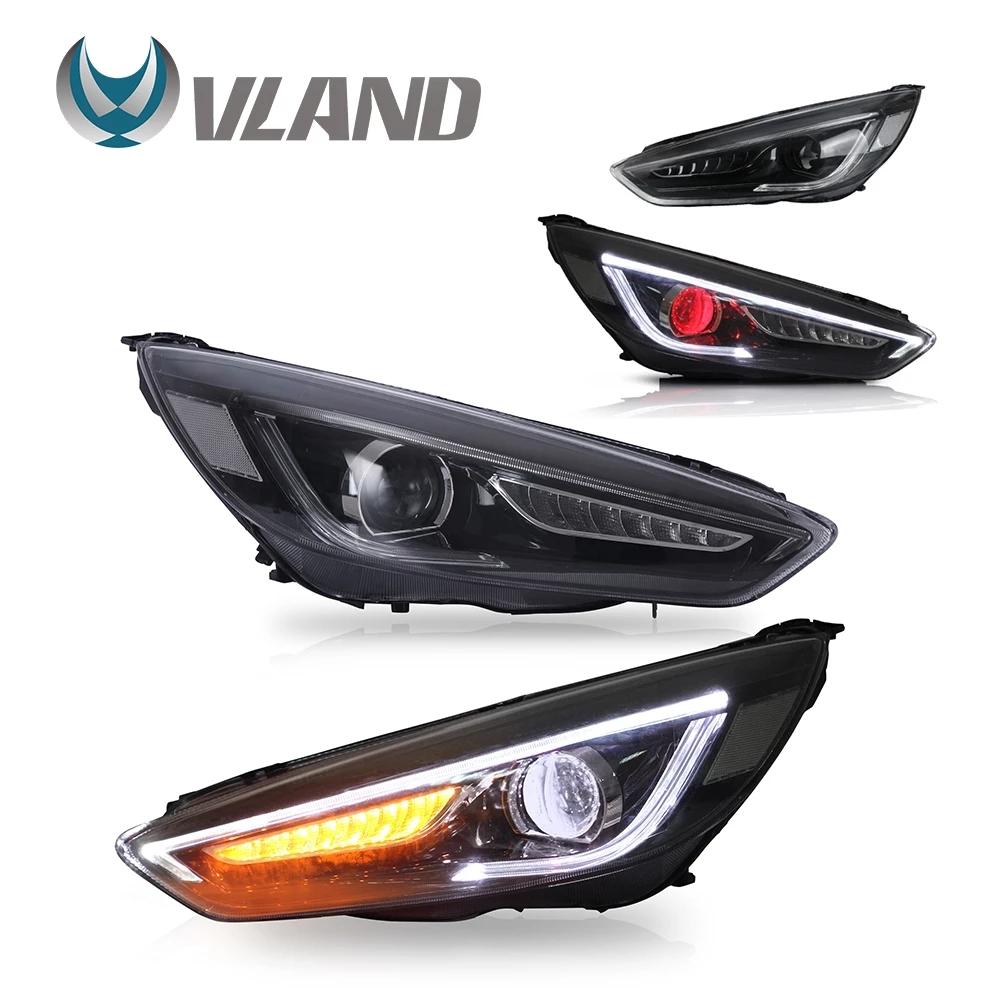 VLAND Headlamp Car Headlights Assembly for Ford Focus 2015 2016 2017 Head light with moving turn signal Dual Beam Lens/Demon Eye