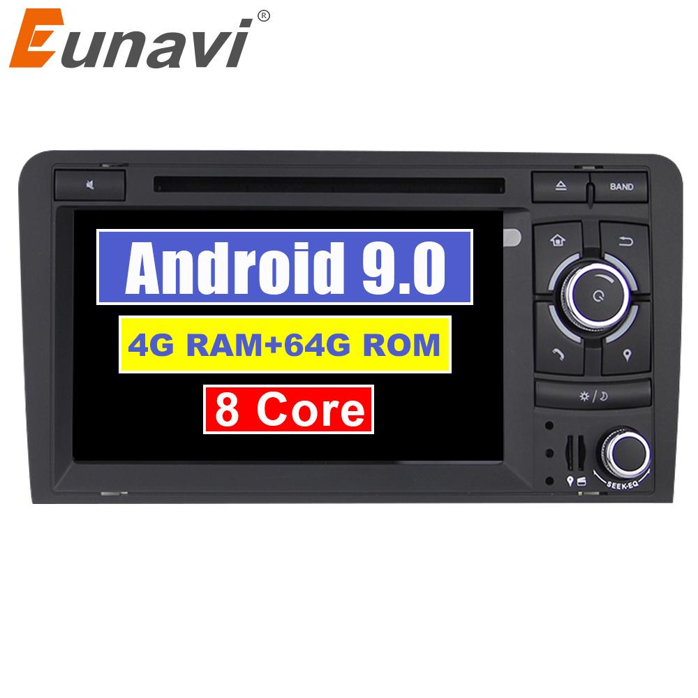 Eunavi 2 din Android 9 Car Multimedia dvd Player Autoradio Stereo For Audi A3 S3 Car Radio stereo 4G 64GB 1024*600 head unit DSP