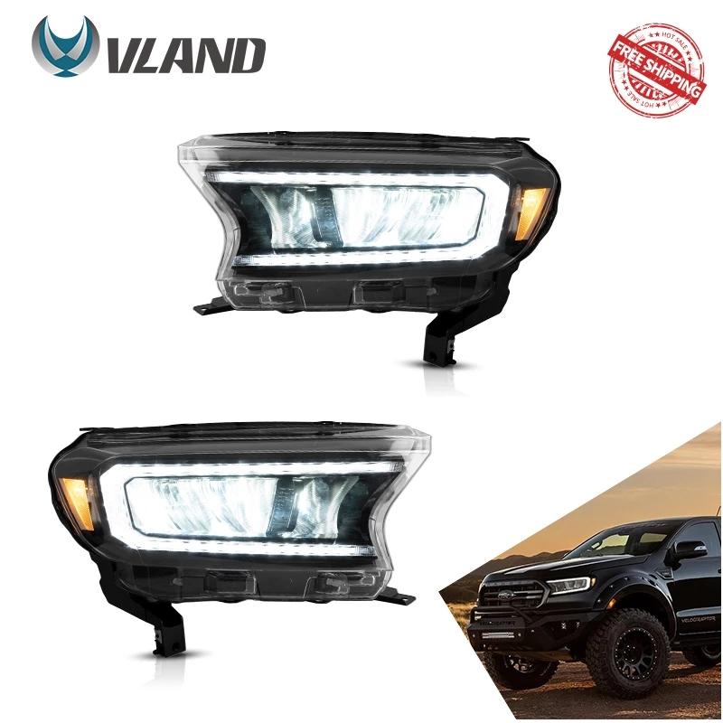 Vland Headlamp Car Assembly For Ford Ranger 2015 2016 2017 2018 2019 2020 Headlights Full LED Front Lamp Sequential Turn Signal