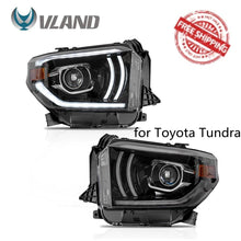 Load image into Gallery viewer, VLAND Headlamp Car Headlights Assembly for Toyota Tundra LED Projector Headlights LED DRL with moving turn signal Dual Beam Lens