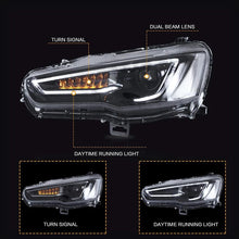 Load image into Gallery viewer, VLAND Headlamp Car Headlights Assembly For 2008-2018 Mitsubishi Lancer EVO X Head Light With Moving Turn Signal Dual Beam Lens
