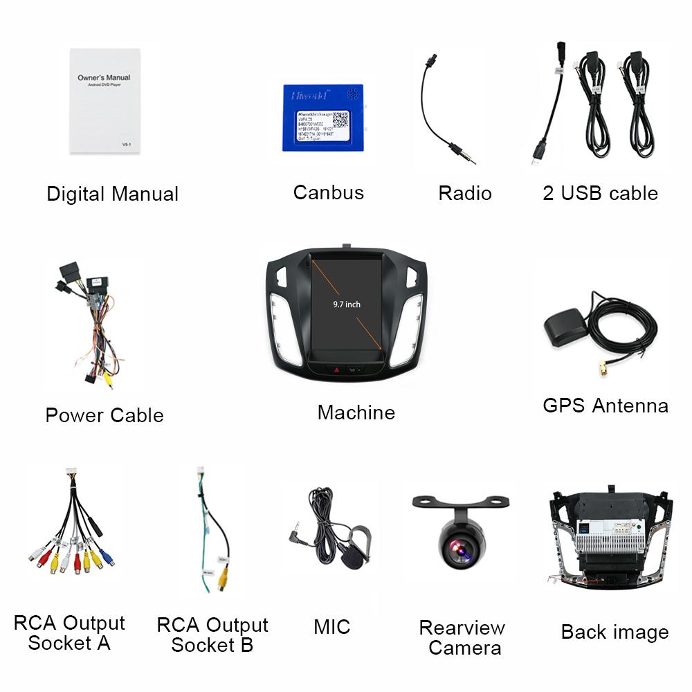Eunavi 2Din Android Car Radio Multimedia Player For Ford focus 2012-2015 Audio stereo Vertical Tesla screen Navigator GPS RDS