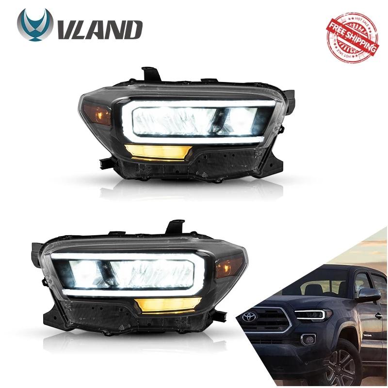 Vland Headlamp Assembly For Toyota Tacoma 2015 2016 2017 2018 2019 2020 Headlights Full LED Frontlight Day Running Lights
