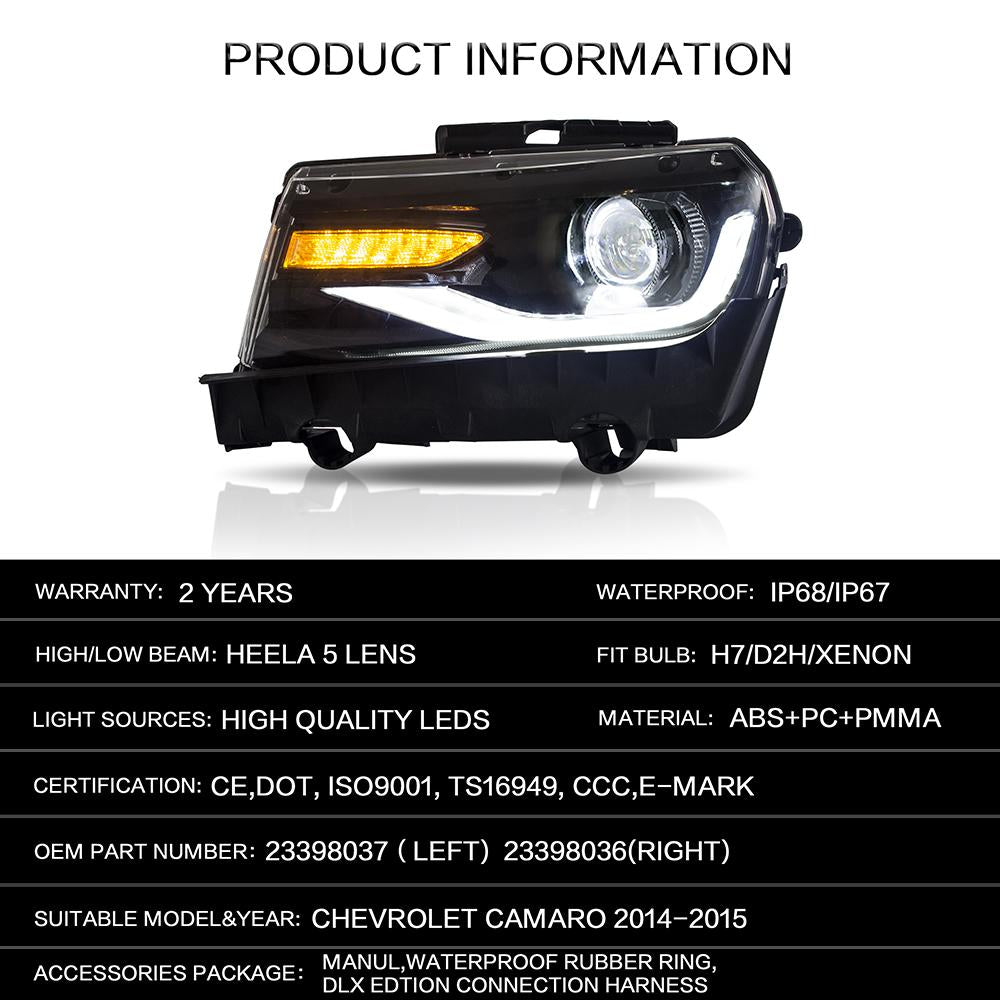 Custom Colorful Edition Headlamp Car Assembly for Chevrolet Camaro 5th Generation 2014 2015 Head light turn signal 23398035