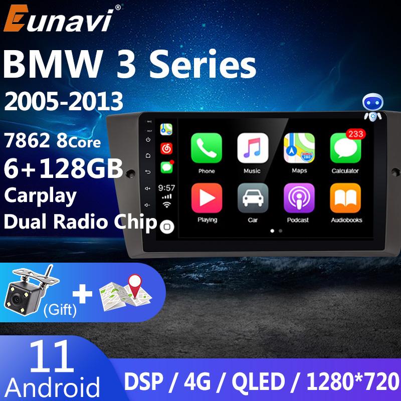 Eunavi 4G Android 11 Car Radio Multimedia Video Player For BMW 3 Series E90 E91 E92 E93 2005 - 2013 GPS Navigation Head unit DVD