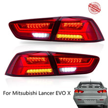 Load image into Gallery viewer, VLAND Tail Lights Assembly For Mitsubishi Lancer EVO X 2008-2019 RED Tail Lamp Assembly With Sequential Turn Signal Full LED