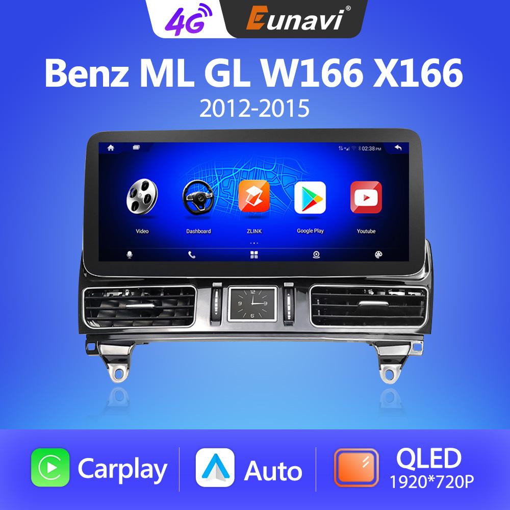 Eunavi 12.3'' Android 10 Car Radio GPS Stereo For Mercedes Benz ML GL W166 X166 2012 2013 2014 2015 Multimedia Player Carplay