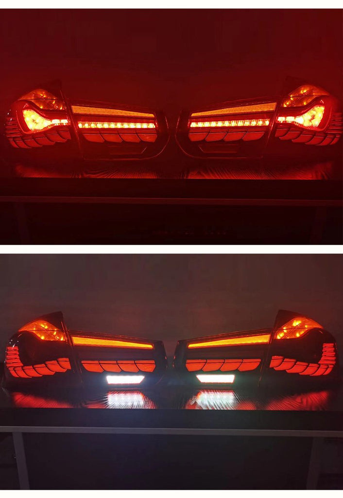 Suitable for  BMW 3 Series Modified M4 Dragon Scale Tail Light Assembly LED Running Water Turn Signal Tail Light13-19