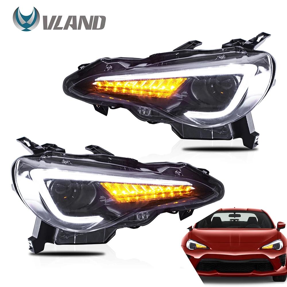 VLAND Headlamp Car Headlights Assembly for 2012-2016 Scion FR-S 2017-2019 Toyota 86 Head light moving turn signal Dual Beam Lens
