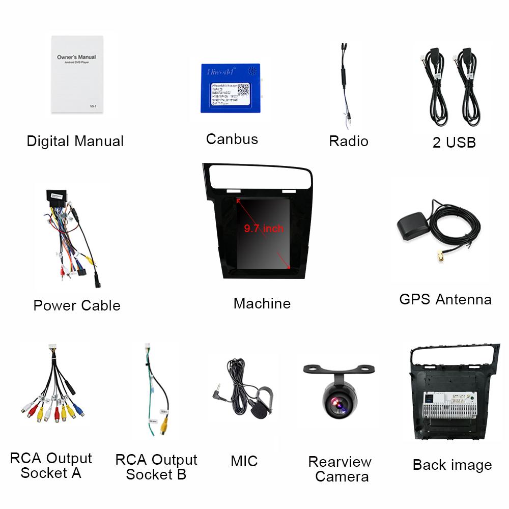 Eunavi 2 Din Android Car Radio For VW Volkswagen Golf 7 Golf7 2013-2015 Multimedia Video Player Vertical Tesla screen GPS