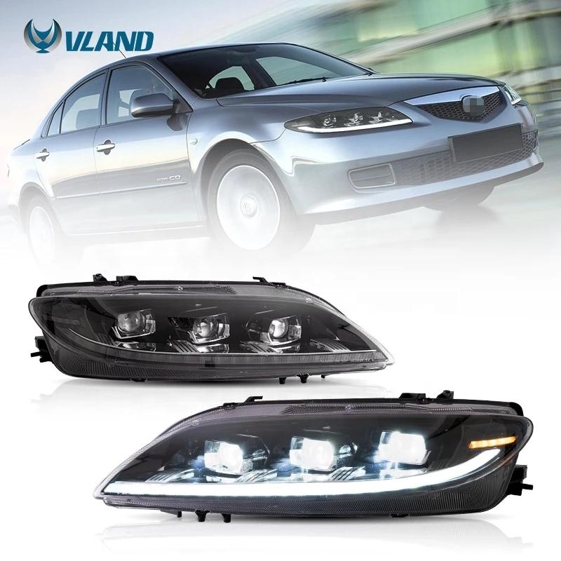 VLAND Car Lamp Assembly For Mazda 6 Headlight 2003-2015 With Start Up Animation DRL Full LED Front Lights Sequential Turn Signal