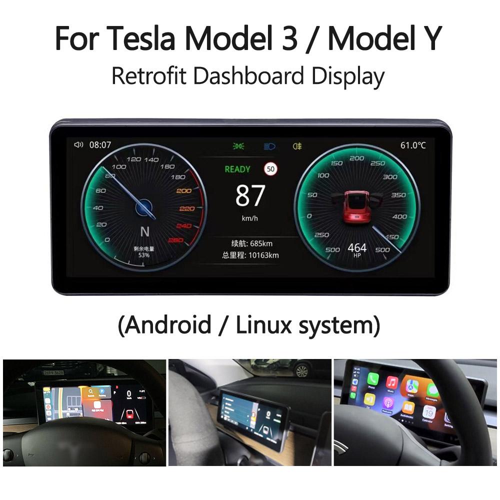 Eunavi Car All In One Dashboard For Tesla Model 3 Y Digital Virtual Cockpit HD Smart Stereo Multimedia Player GPS Navigation IPS