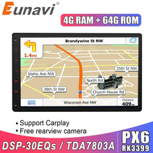 Load image into Gallery viewer, Eunavi 2 din Universal Android 10 car radio stereo multimedia autoradio player 1024*600 GPS Navigation headunit TDA7851 RDS