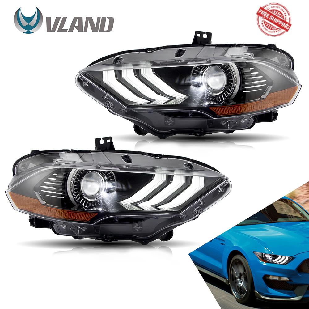 VLAND Full LED Headlights for Mustang 2018-UP Headlamp Assembly with DRL Sequential Turn Signal factory accessory car led lights