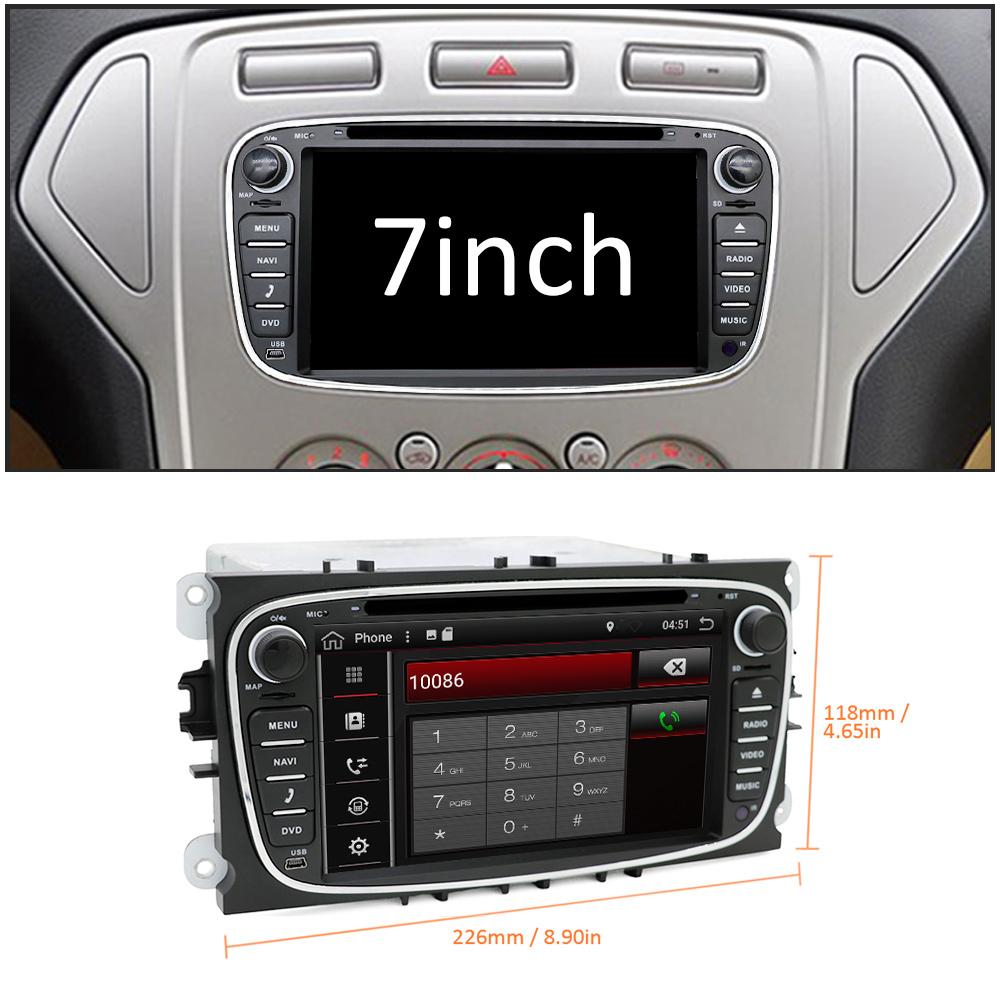 Eunavi 2 Din Android Car DVD Multimedia Player GPS for FORD Focus 2 II Mondeo S-MAX C-MAX Galaxy 2Din 4G 64GB Touch screen