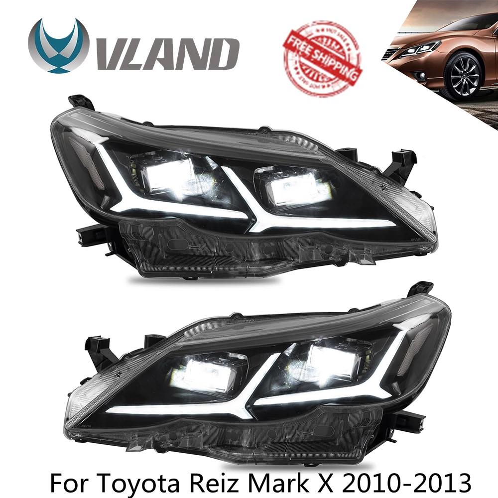 VLAND Headlamp Car Headlights Assembly For Toyota Reiz Mark X LED Headlights 2010-2013 With Moving Turn Signal Dual Beam Lens