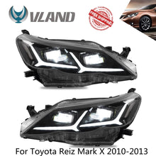 Load image into Gallery viewer, VLAND Headlamp Car Headlights Assembly For Toyota Reiz Mark X LED Headlights 2010-2013 With Moving Turn Signal Dual Beam Lens