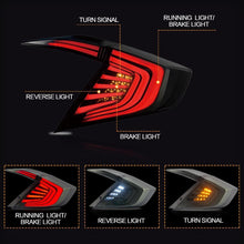 Cargar imagen en el visor de la galería, VLAND Tail lights Assembly for Honda Civic 10 Gen 2016-2019 Taillights Tail Lamp with Turn Signal Reverse Lights DRL light
