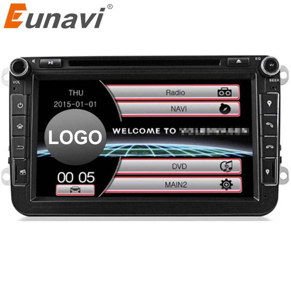 Eunavi 2 Din New Fashion Car DVD For VW GOLF POLO CADDY PASSAT B6 JETTA SKODA MK5 MK6 Tiguan Touran Caddy With GPS RADIO RDS MP3