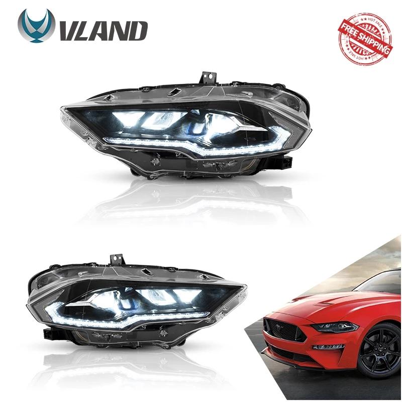 Vland Car Lights Assembly For Ford Mustang 2018 2019 2020 Headlights Original Replacement LED Lens With Sequential Turn Signal