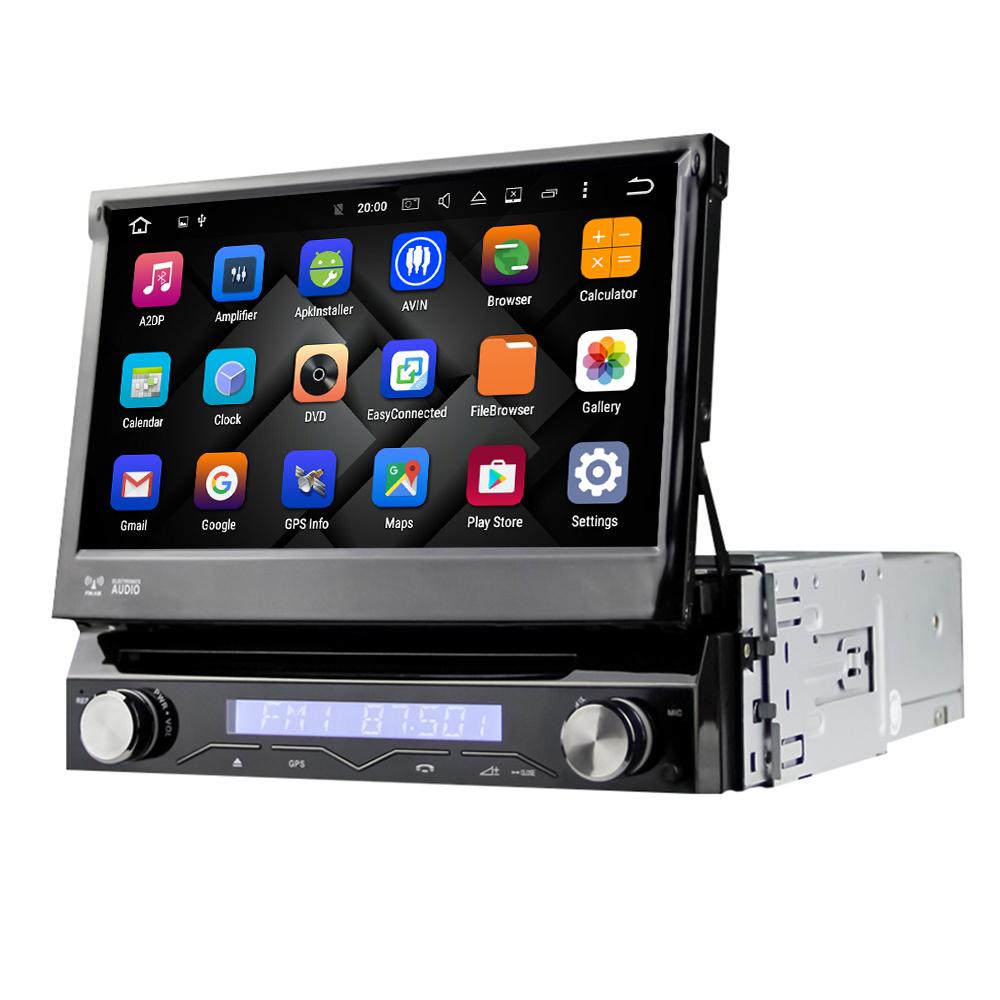Eunavi 4G RAM 1 Din Android 9.0 Octa 8 Core Car DVD Player For Universal GPS Navigation Stereo Radio WIFI MP3 Audio USB SWC