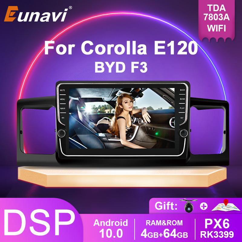 Eunavi PX6 4G 64G Car Radio Player For Toyota Corolla E120 BYD F3 2Din car Multimedia Stereo GPS Navi Android 10 no 2 Din DVD