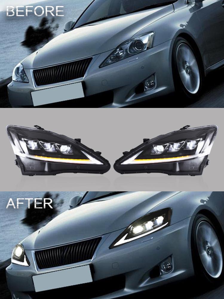 VLAND Headlamp Headlight Assembly fit for LEXUS 2006-2013 IS250 IS350/2008-2014 IS F/2010-2015 SEDAN C CF Full LED Headlamp with