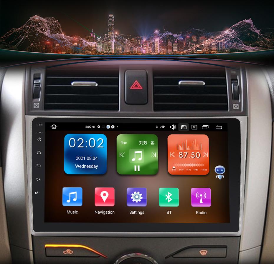 Eunavi 2 Din Android 11 Car Radio GPS For Toyota Corolla E140 E150 2007 - 2013 Multimedia Video Player 2Din DVD Head unit DSP 4G