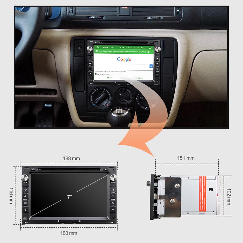 Eunavi 2 Din Car DVD Radio Multimedia Player GPS For VW Glof Bora Passat Mk5 Golf Mk4 Polo Jetta Seat 2din auto stereo 4G 64GB