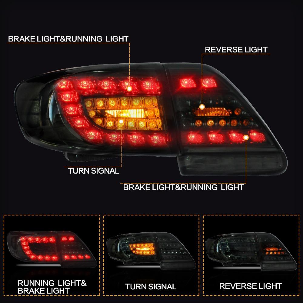 VLAND Tail Lights Assembly For Toyota Corolla 2011 2012 2013 Taillight Tail Lamp Turn Signal Reverse Lights LED DRL Light