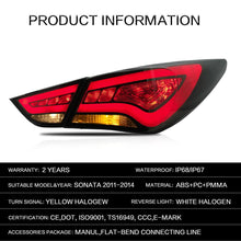 Load image into Gallery viewer, VLAND Car Accessories LED Tail Lights Assembly For HYUNDAI SONATA 2011-2014 Tail Lamp With LED Turn Signal Reverse DRL Lights