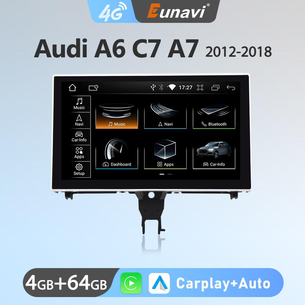 Eunavi 9'' Android 10 Car Radio GPS Stereo For Audi A6 C7 A7 2012 2013 2014 2015 2016 2017 2018 Multimedia Player Carplay DSP